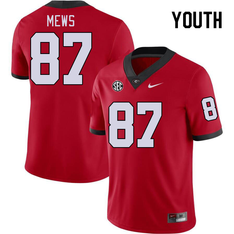 Georgia Bulldogs Youth Mekhi Mews #87 Red Stitched College UGA Football Jersey 23GF017LY